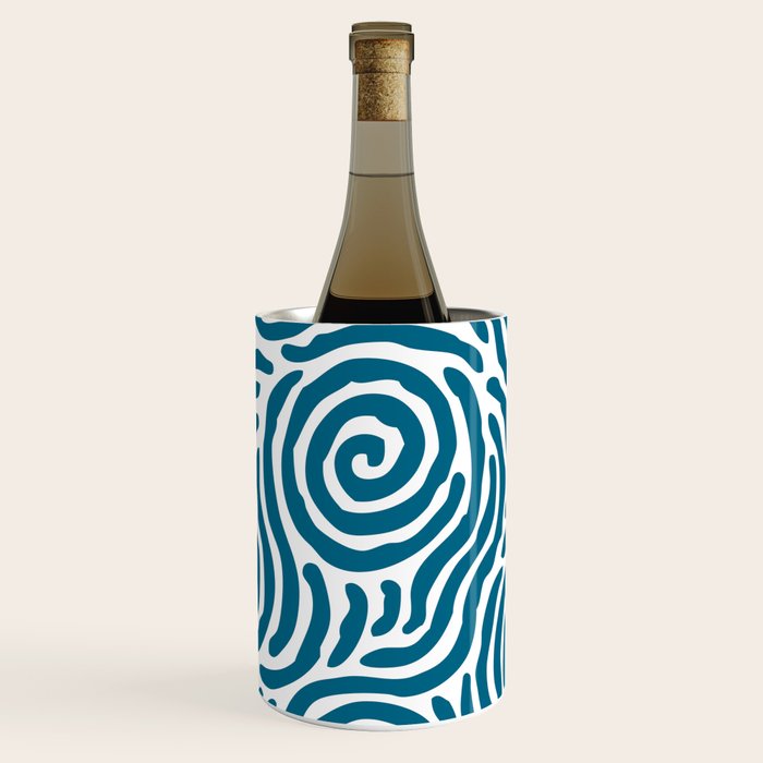 Ripple Effect Pattern Peacock Blue Wine Chiller Gallery Image 1