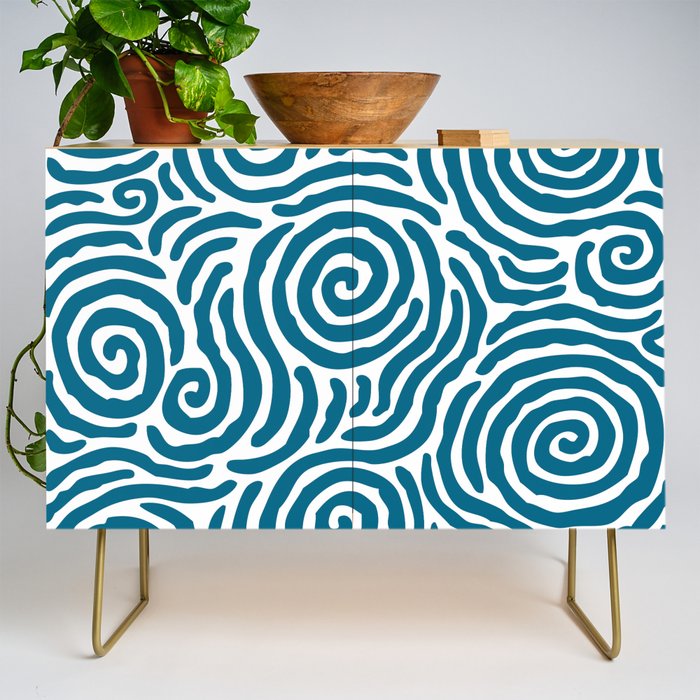 Ripple Effect Pattern Peacock Blue Credenza Gallery Image 1