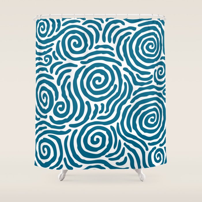 Ripple Effect Pattern Peacock Blue Shower Curtain Gallery Image 1