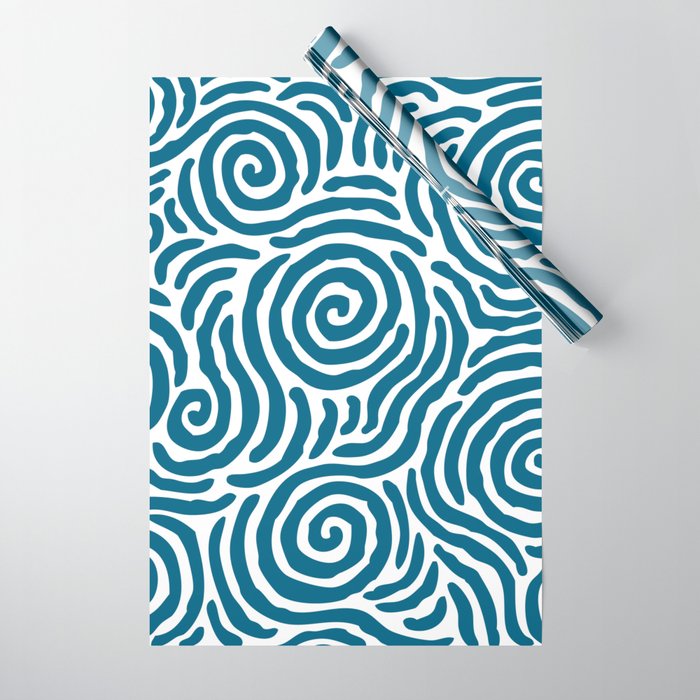 Ripple Effect Pattern Peacock Blue Wrapping Paper Gallery Image 1
