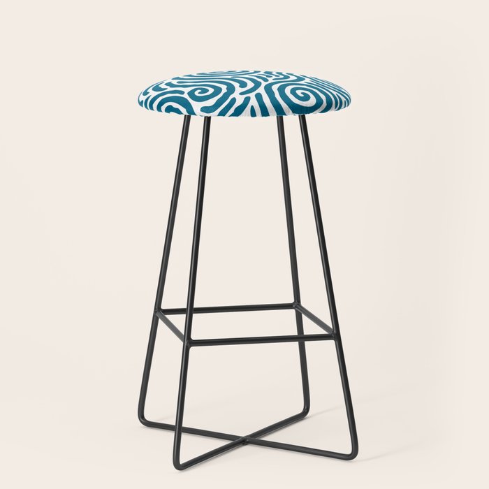 Ripple Effect Pattern Peacock Blue Stool Gallery Image 1