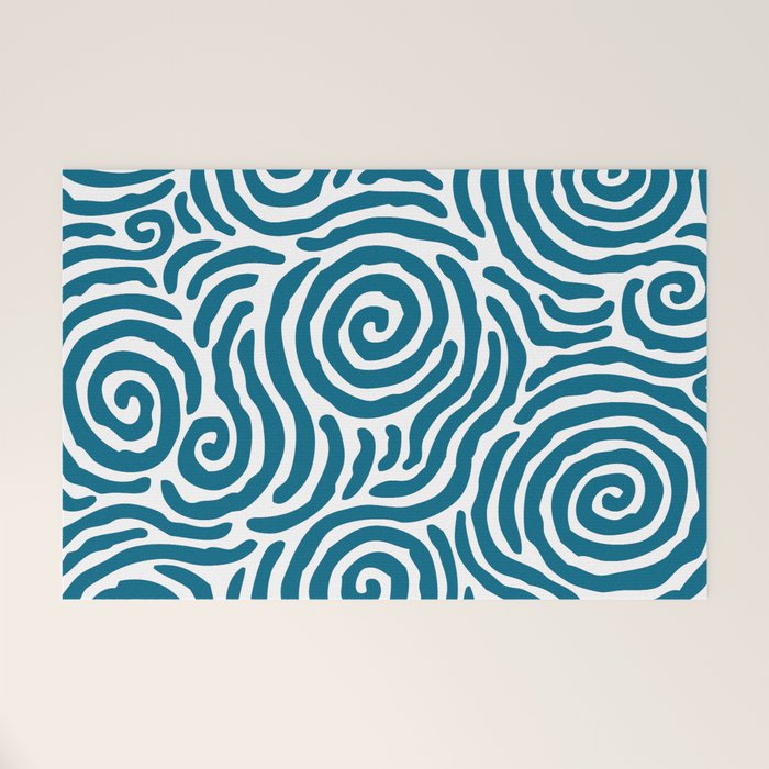 Ripple Effect Pattern Peacock Blue Welcome Mat Gallery Image 1