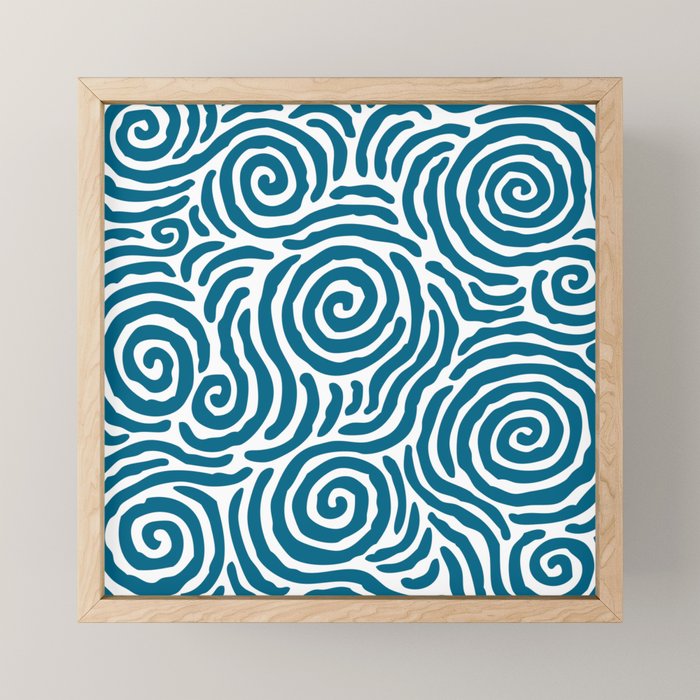 Ripple Effect Pattern Peacock Blue Mini Art Print Gallery Image 1