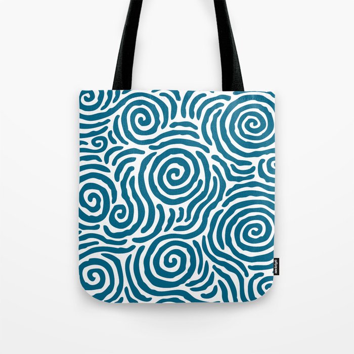 Ripple Effect Pattern Peacock Blue Tote Bag Gallery Image 1