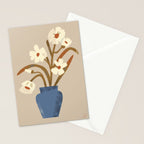 White flower in a blue vase Stationery Card Gallery Image 2