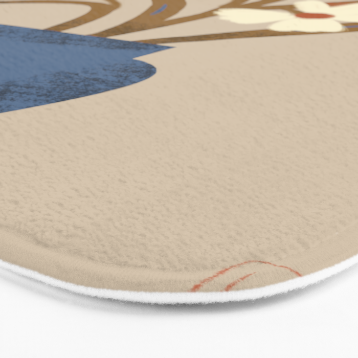White flower in a blue vase Bath Mat Gallery Image 3