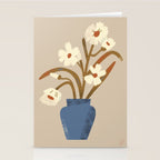White flower in a blue vase Stationery Card Gallery Image 2