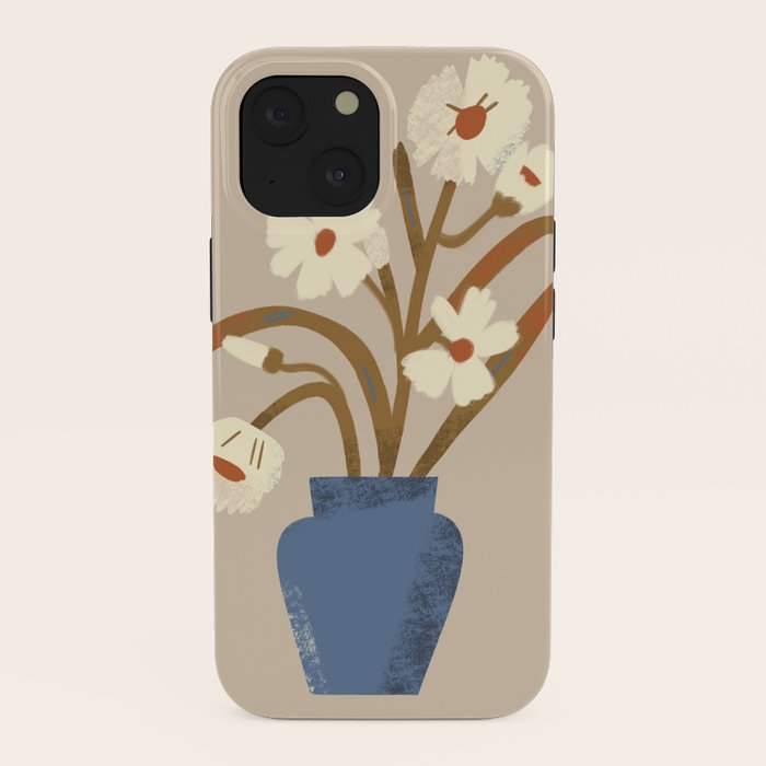 White flower in a blue vase iPhone Case Gallery Image 38