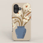 White flower in a blue vase iPhone Case Gallery Image 1