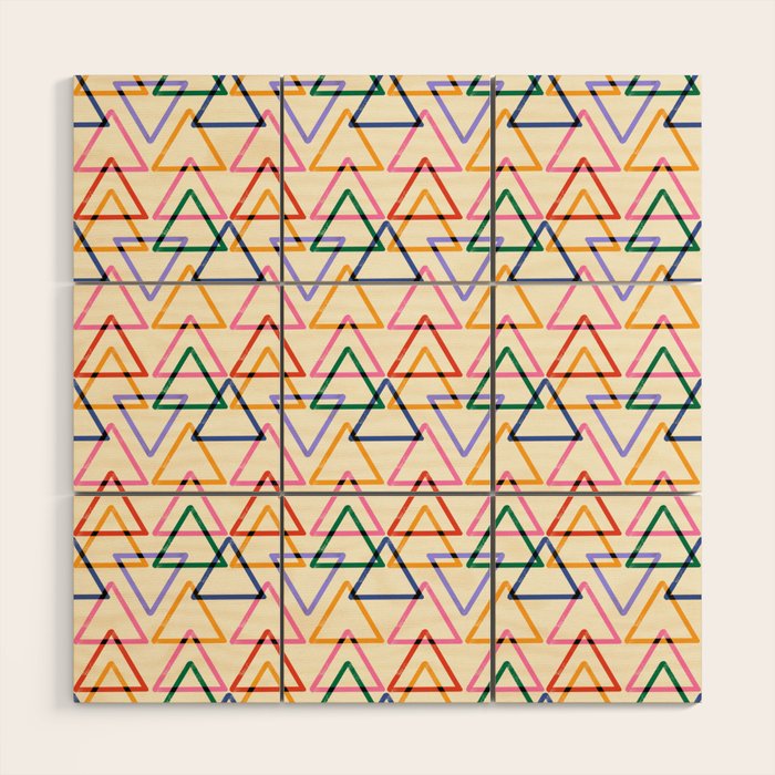 Colorful Triangle Stamp Pattern Wood Wall Art Gallery Image 1