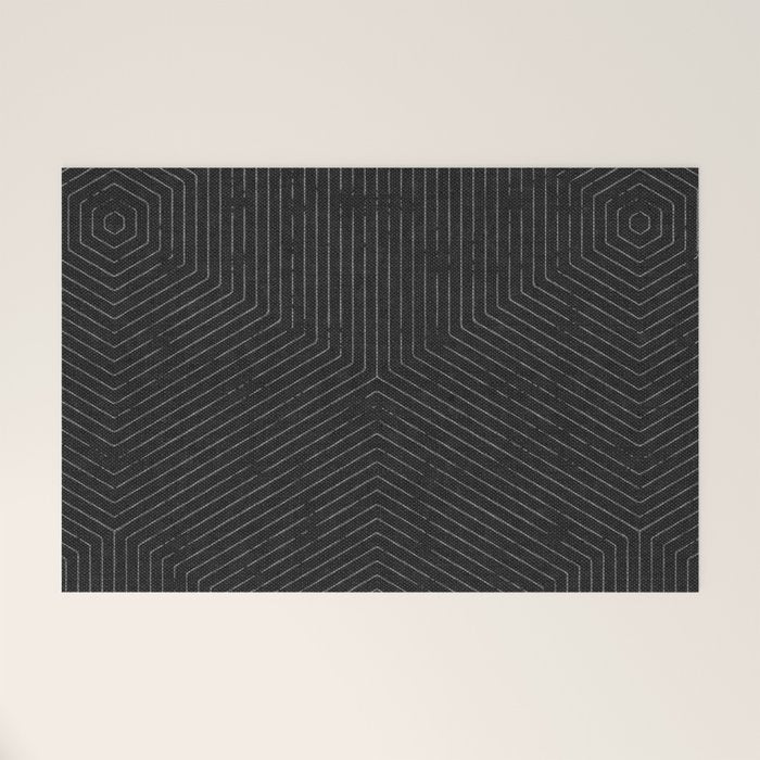 boho hexagon stripes - charcoal Welcome Mat Gallery Image 1