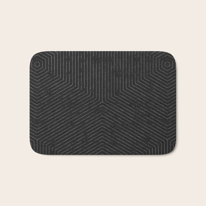 boho hexagon stripes - charcoal Bath Mat Gallery Image 1