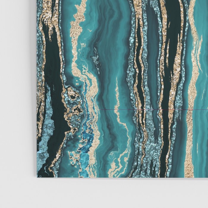 Turquoise Gold Sparkling Luxury Marble Gemstone Art Poster Gallery Image 3