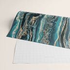 Turquoise Gold Sparkling Luxury Marble Gemstone Art Wrapping Paper Gallery Image 2