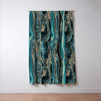 Turquoise Gold Sparkling Luxury Marble Gemstone Art Window Curtain Gallery Image 3