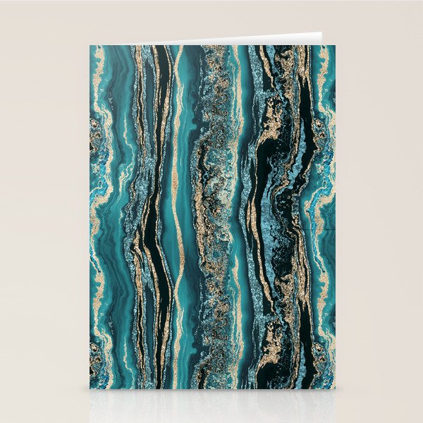 Turquoise Gold Sparkling Luxury Marble Gemstone Art Stationery Card Gallery Image 1