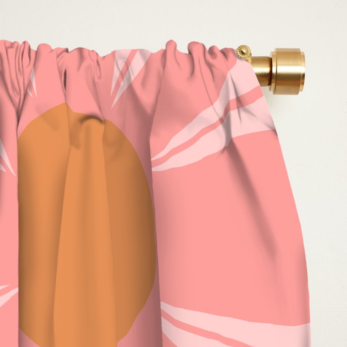 Pink Retro Flowers 60s 70s Floral Pattern in Blush Window Curtain Gallery Image 2