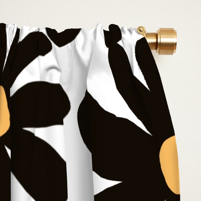 Retro modern black daisies  Window Curtain Gallery Image 2