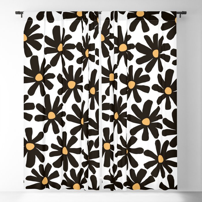 Retro modern black daisies  Window Curtain Gallery Image 5