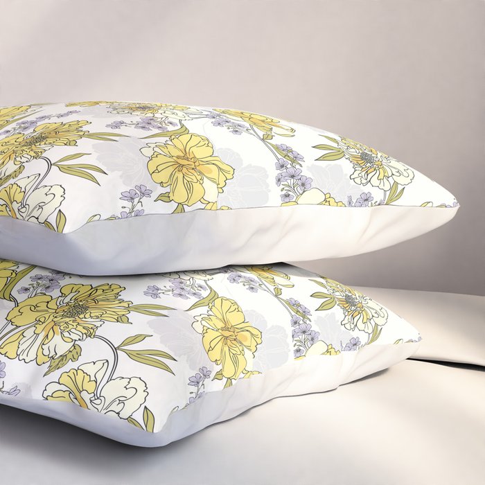 Luxurious pattern with yellow flowers Pillow Sham Gallery Image 3
