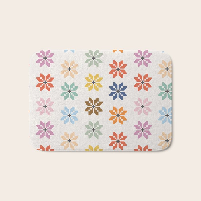 Elegant Pastel Festive Stars Pattern Bath Mat Gallery Image 1