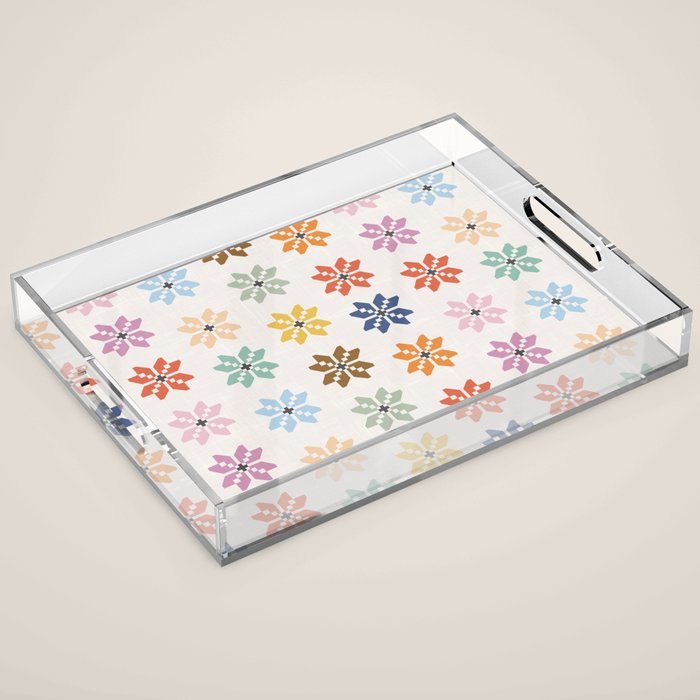 Elegant Pastel Festive Stars Pattern Acrylic Tray Gallery Image 1