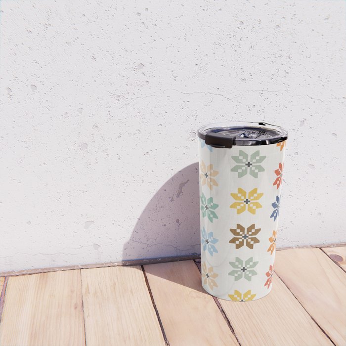 Elegant Pastel Festive Stars Pattern Travel Mug Gallery Image 4