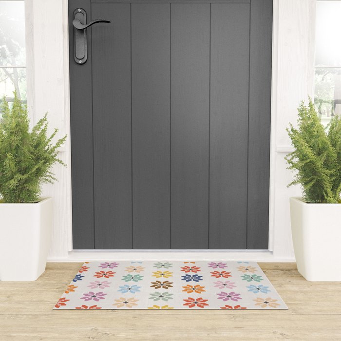 Elegant Pastel Festive Stars Pattern Welcome Mat Gallery Image 3