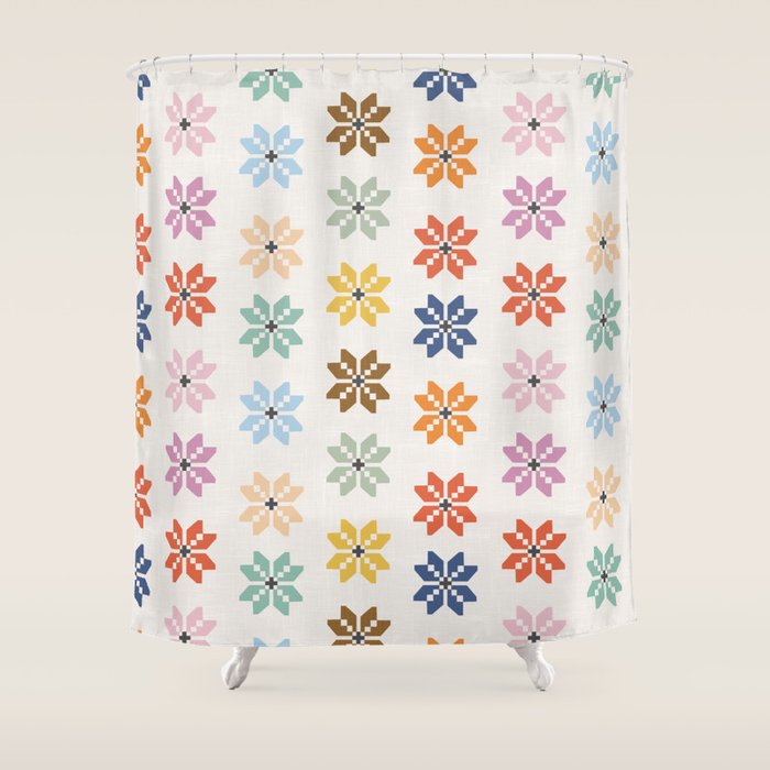 Elegant Pastel Festive Stars Pattern Shower Curtain Gallery Image 1