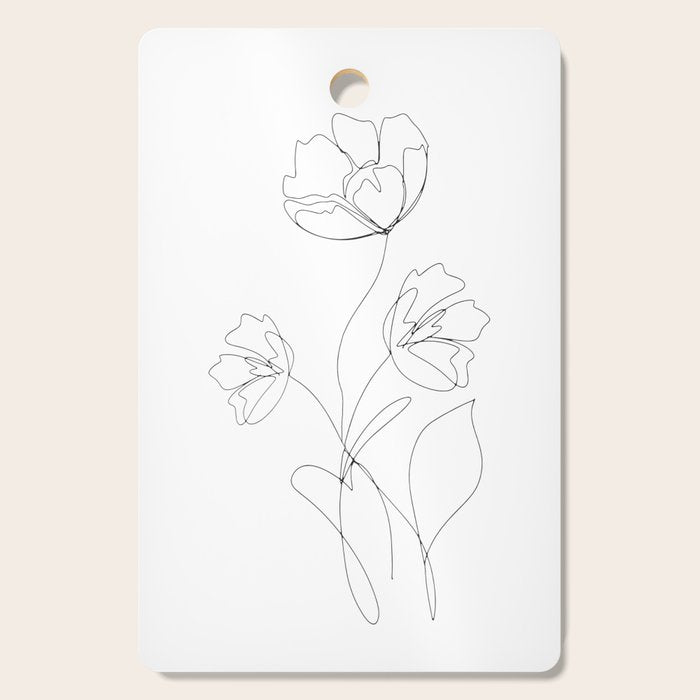 Poppies Minimal Line Art Cutting Board Gallery Image 1