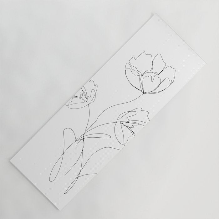 Poppies Minimal Line Art Yoga Mat Gallery Image 1