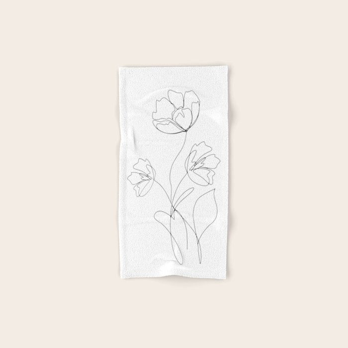 Poppies Minimal Line Art Bath Towel Gallery Image 1