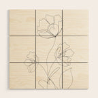 Poppies Minimal Line Art Wood Wall Art Gallery Image 1