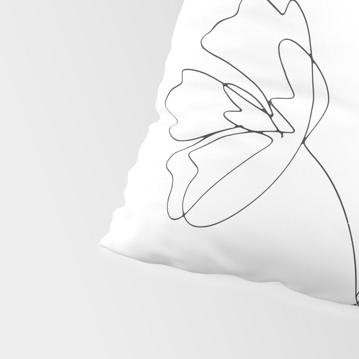 Poppies Minimal Line Art Pillow Sham Gallery Image 4