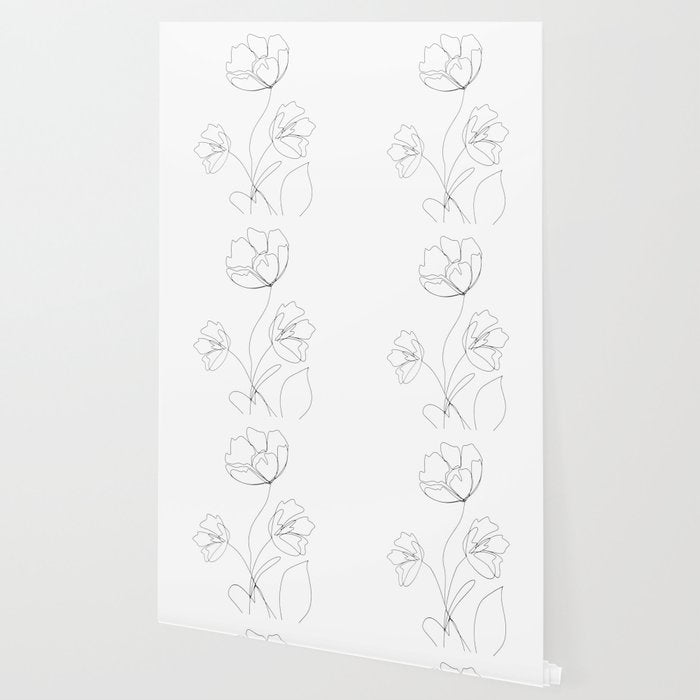 Poppies Minimal Line Art Wallpaper Gallery Image 2