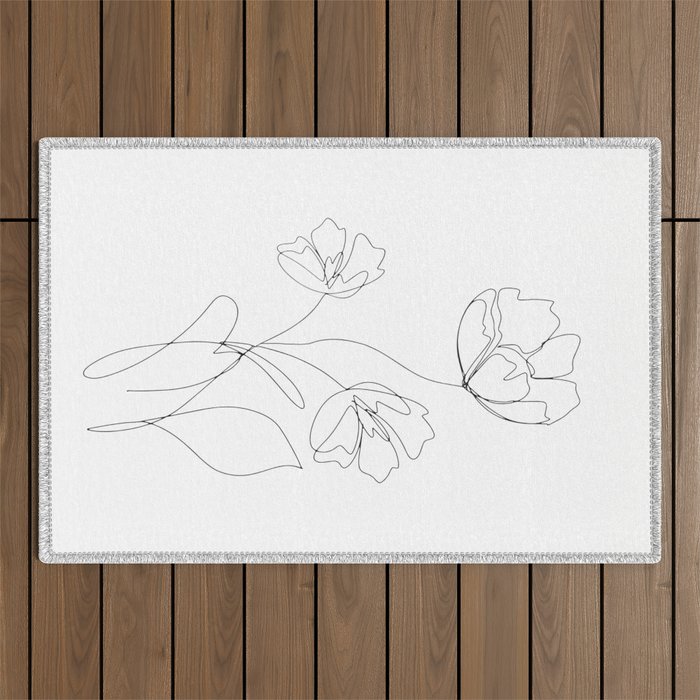 Poppies Minimal Line Art Outdoor Rug Gallery Image 1