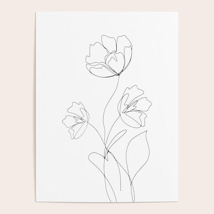 Poppies Minimal Line Art Poster Gallery Image 4