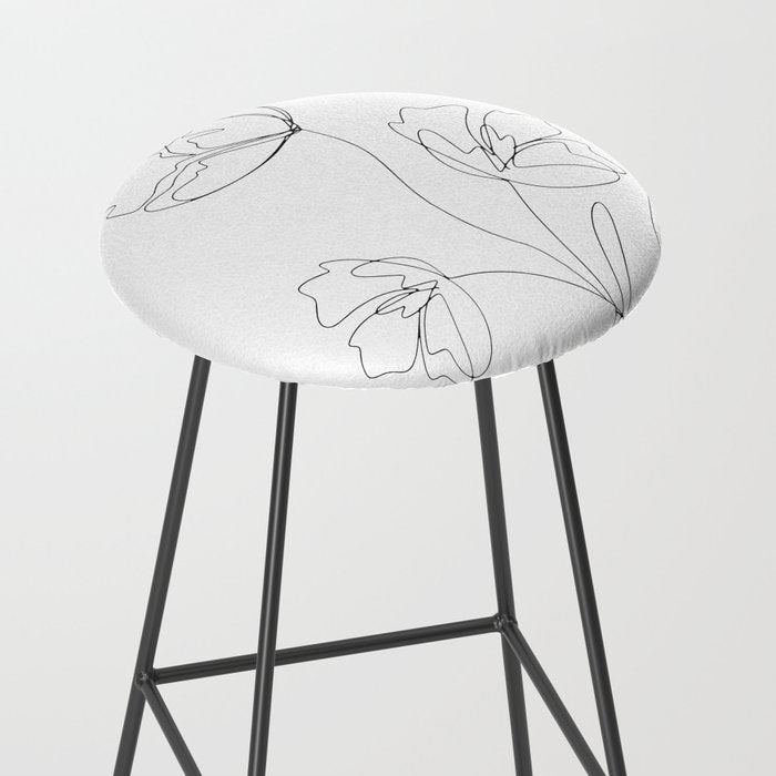 Poppies Minimal Line Art Stool Gallery Image 2