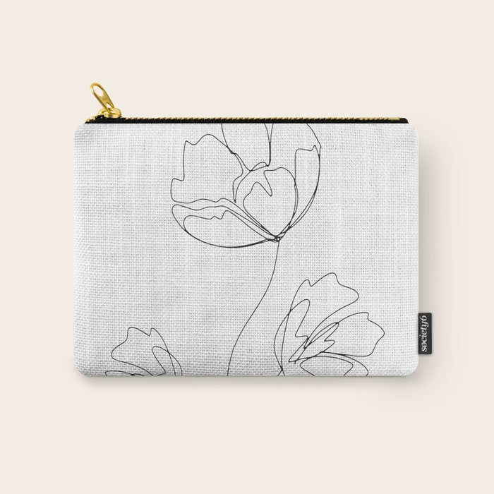 Poppies Minimal Line Art Carry All Pouch Gallery Image 1