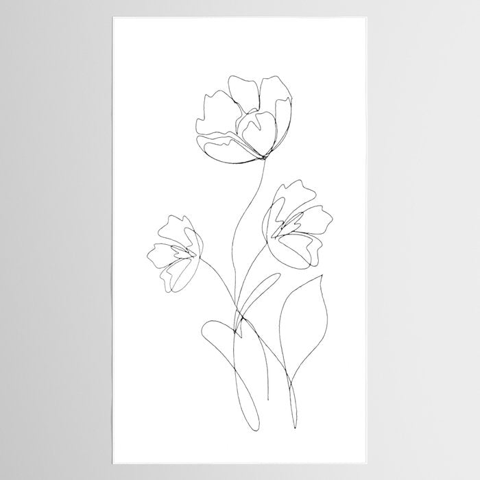 Poppies Minimal Line Art Tablecloth Gallery Image 2