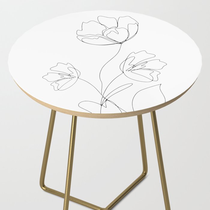 Poppies Minimal Line Art Side Table Gallery Image 2