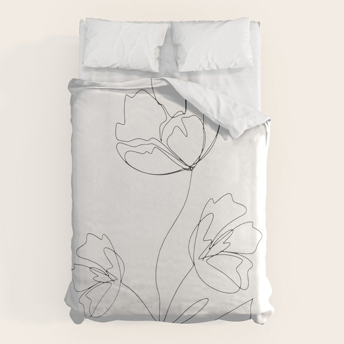 Poppies Minimal Line Art Duvet Cover Gallery Image 6