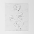 Poppies Minimal Line Art Throw Blanket Gallery Image 2