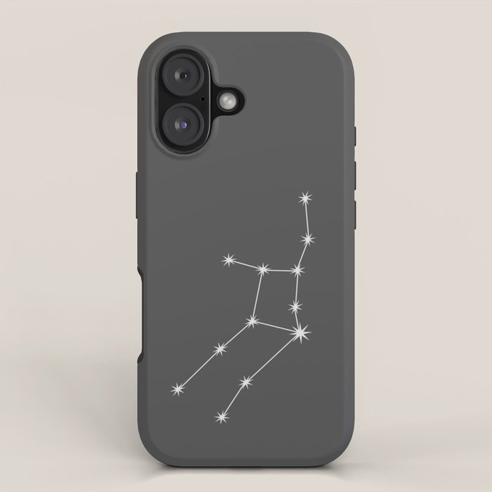 Virgo Zodiac Star Constellation Line Art Grey iPhone Case Gallery Image 1