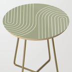 Minimal Line Curvature LXXXII Earthy Sage Green Mid Century Modern Arch Abstract Side Table Gallery Image 2