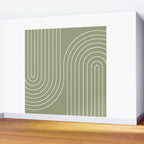Minimal Line Curvature LXXXII Earthy Sage Green Mid Century Modern Arch Abstract Wall Mural Gallery Image 2