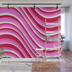 Wavy Stripes XVII - Y2K Pink and Red Wall Mural Gallery Image 1