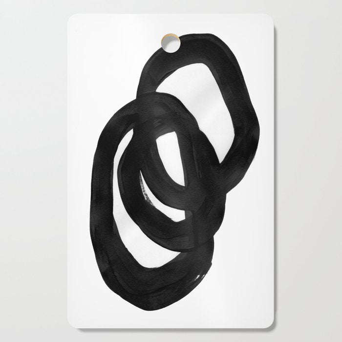 Black & White Minimalist Ink Tribal Mid Century Pattern Dark Painting Pattern Cutting Board Gallery Image 1
