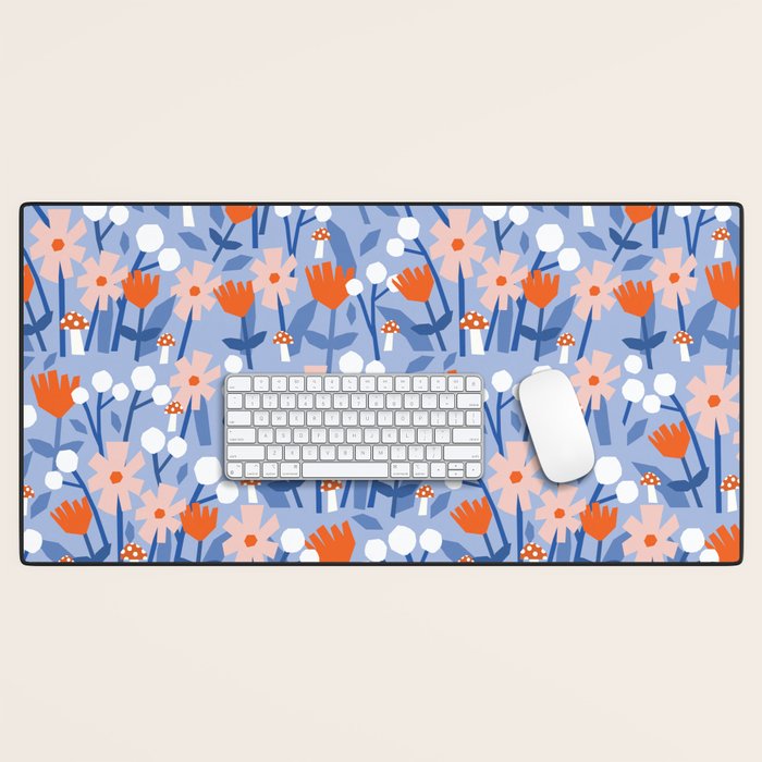 Red and blue spring flowers  Desk Mat Gallery Image 1