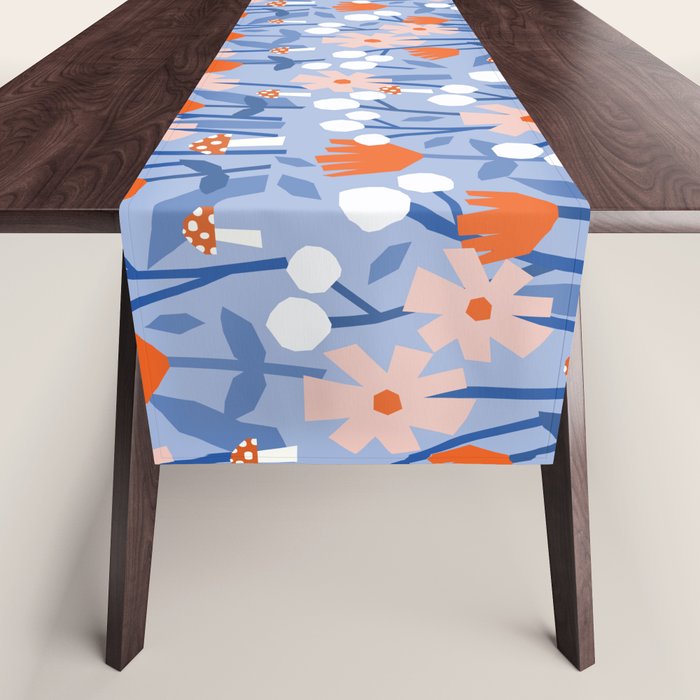Red and blue spring flowers  Table Runner Gallery Image 1